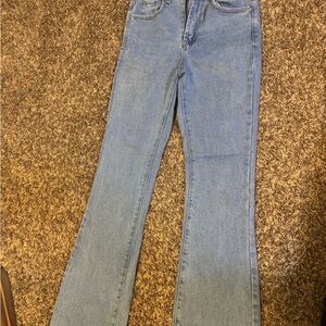 Princess Polly Light Blue Flare Jeans